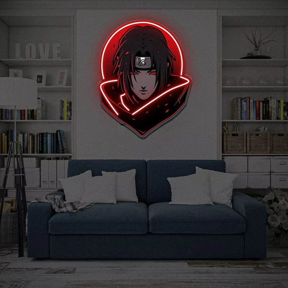 Naruto Itachi Uchiha Neon Light Sign USB Powered Dimmable LED Anime Wall Decor for Bedroom Gaming Room Decor Anime Fans Gift