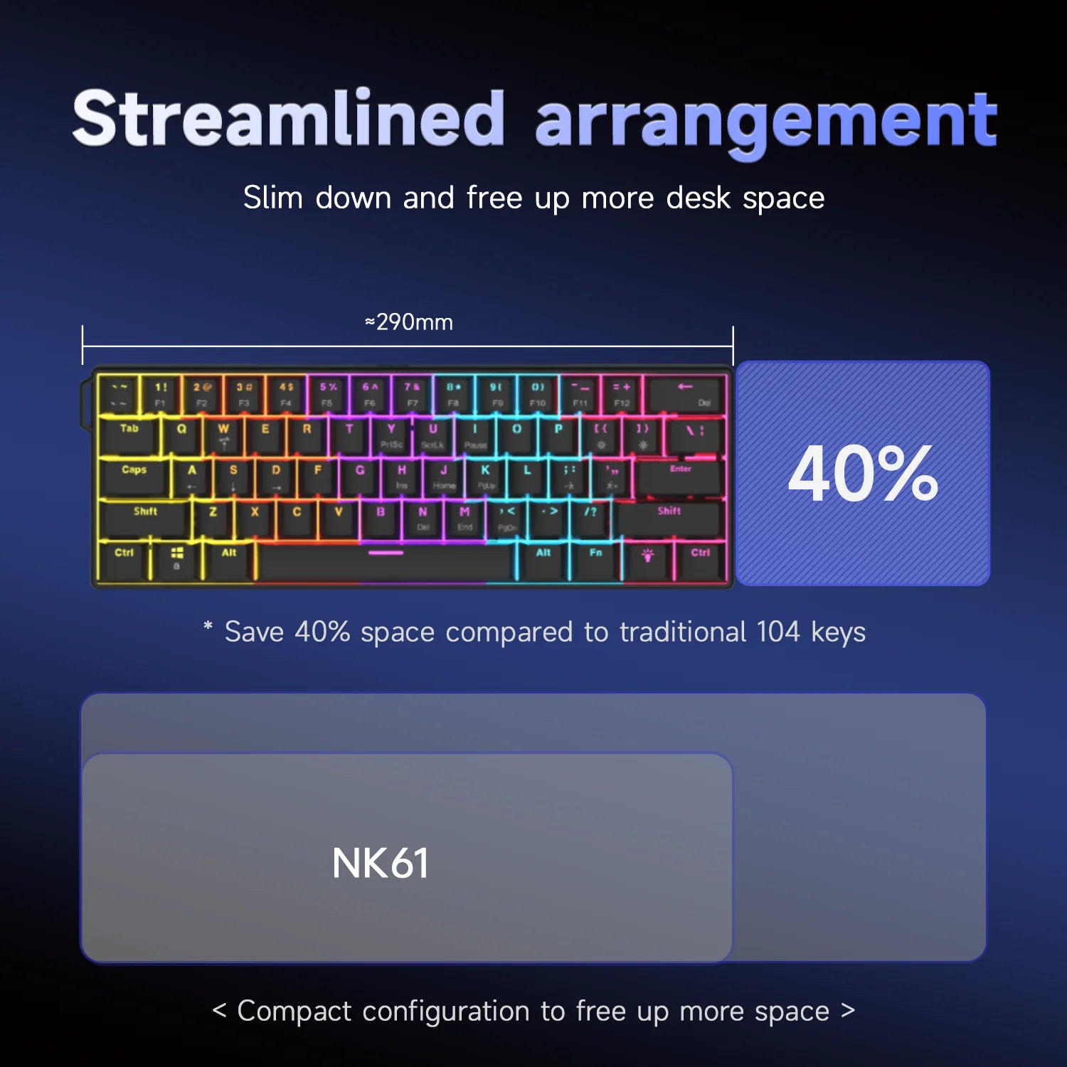 AJAZZ NK61 Mechanisches Gaming Keyboard 60% | RGB, Hot-Swap, Red Switch