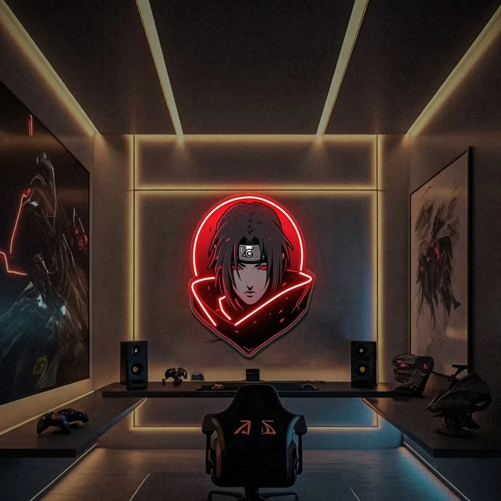 Naruto Itachi Uchiha Neon Light Sign USB Powered Dimmable LED Anime Wall Decor for Bedroom Gaming Room Decor Anime Fans Gift