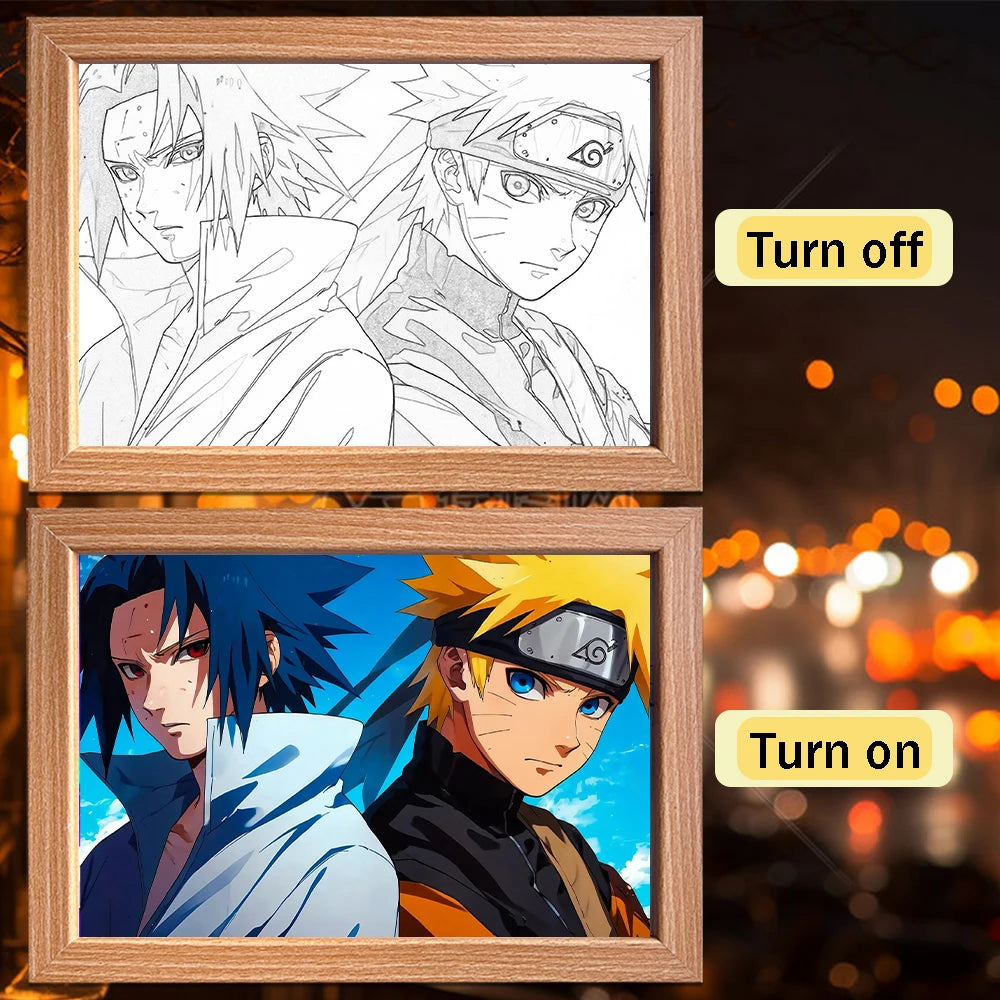 Anime "Naruto" Uchiha Sasuke home decoration painting Led night light bedroom decoration Christmas gift moon light
