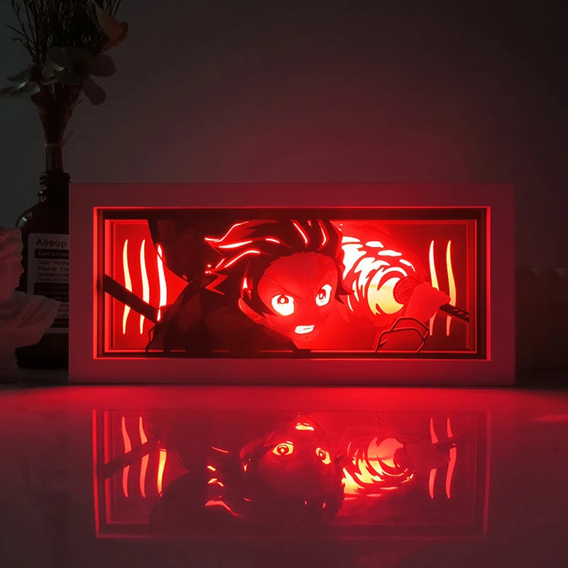Anime Papier-Schnitt Nachtlicht – Farbwechsel LED Lichtbox Atmosphäre Zimmerlampe