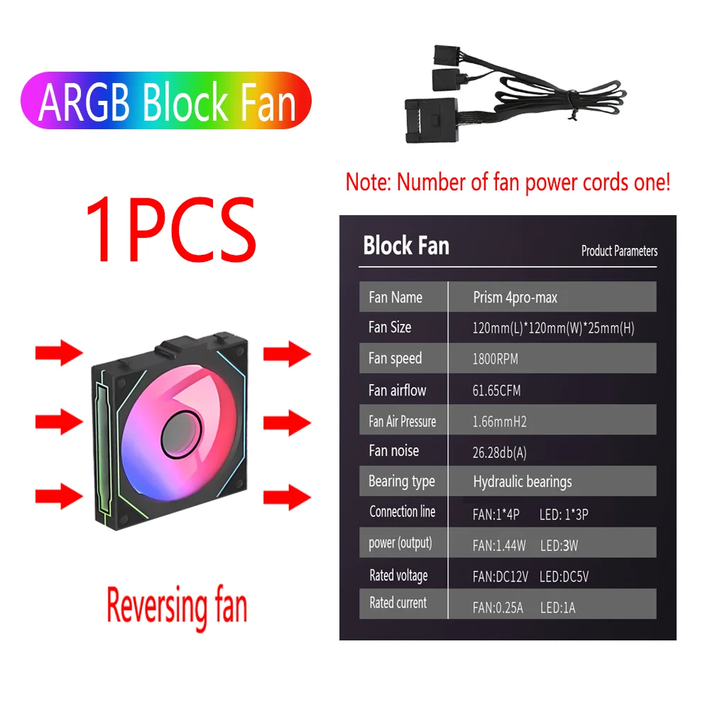 PC Gehäuselüfter 120mm ARGB Mirror | 4-Pin PWM, 58,36 CFM, Wasserkühlung