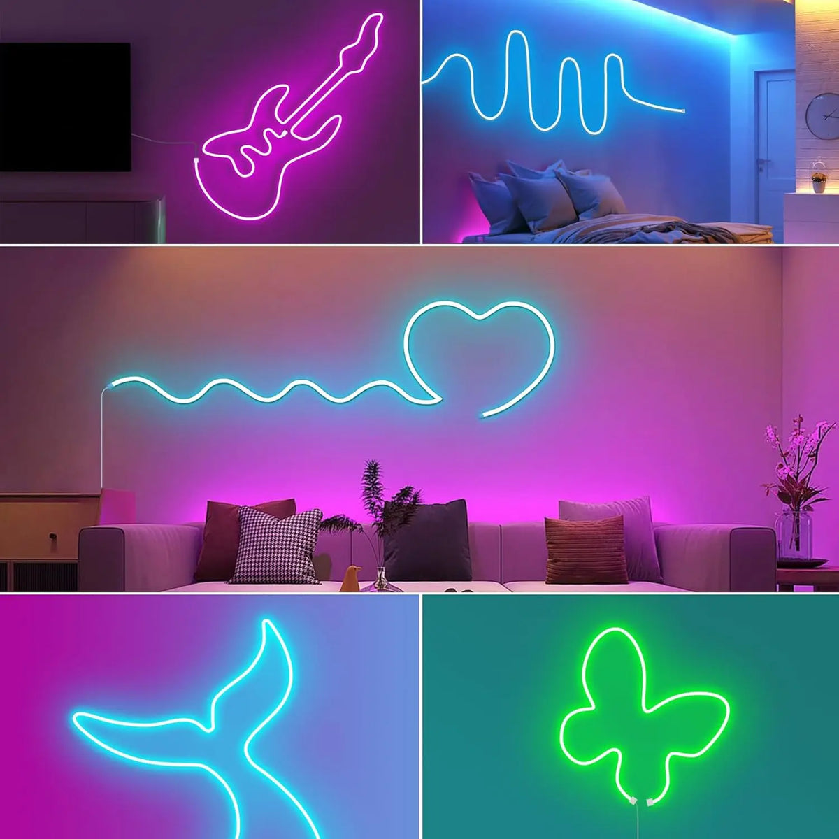 Neon RGB LED Rope Lights LED Strip Lights Outdoor Waterproof with Music Sync, LED Lights for Bedroom with Remote and App