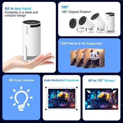 Magcubic Projector HY300 Pro 8K Android 14 Dual Wifi6 290ANSI Allwinner H726 BT5.4 1080P 1280*720P Home Cinema Outdoor Projector