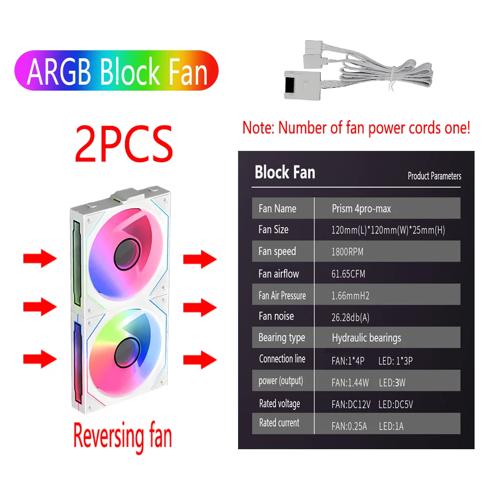 PC Gehäuselüfter 120mm ARGB Mirror | 4-Pin PWM, 58,36 CFM, Wasserkühlung