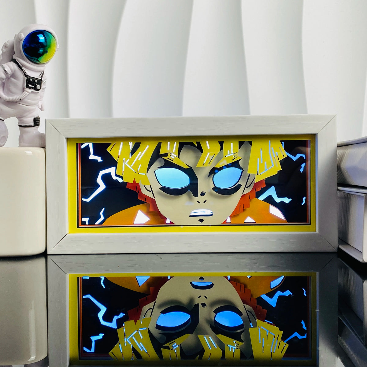 Handgefertigte 3D-Anime-Lichtbox aus Holz