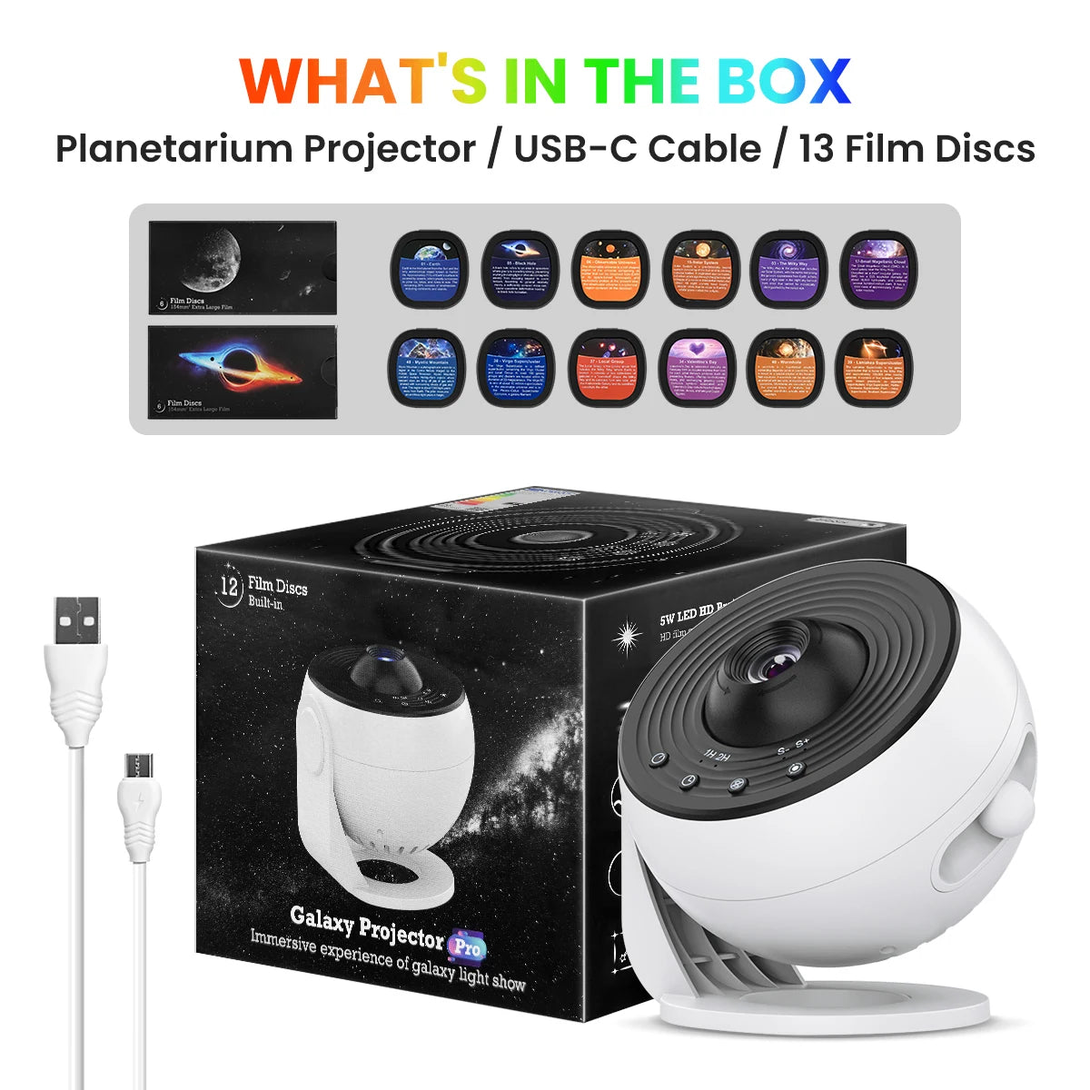 PRO Upgrade 360° Rotatable Starry Sky Galaxy Projector,13 in 1 Star Night Light with Fog and Milky Way Effects for Bedroom Gifts