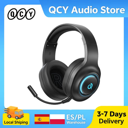 QCY Heroad V200 Over-Ear Headphones Bluetooth 6.0 Wireless Earphones 50mm Driver 7.1 Surround Sound RGB Gaming Headset with Mic