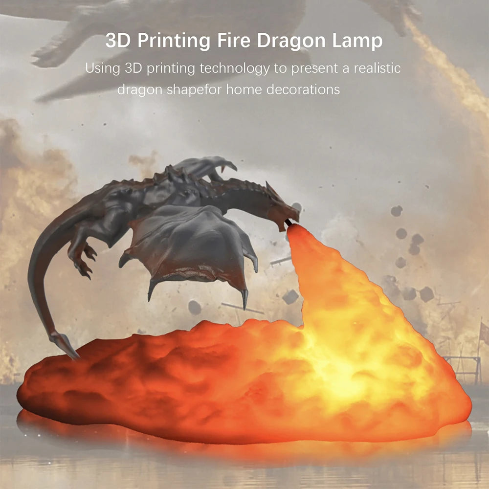 Mythische 3D-Feuerdrachen Ambiente-Leuchte