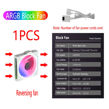 PC Gehäuselüfter 120mm ARGB Mirror | 4-Pin PWM, 58,36 CFM, Wasserkühlung