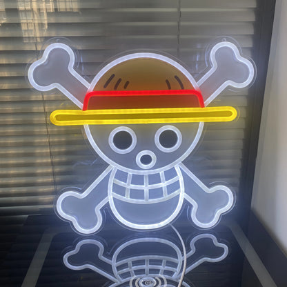 Premium Luffy Neon LED Wandkunst