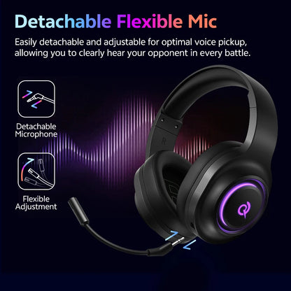 QCY Heroad V200 Over-Ear Headphones Bluetooth 6.0 Wireless Earphones 50mm Driver 7.1 Surround Sound RGB Gaming Headset with Mic