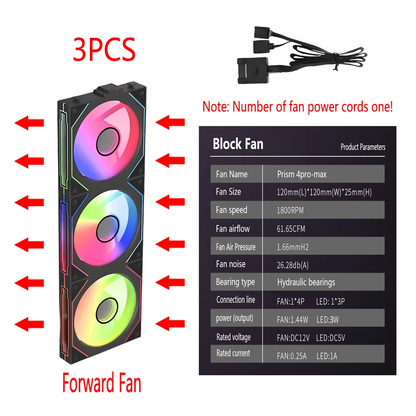 PC Gehäuselüfter 120mm ARGB Mirror | 4-Pin PWM, 58,36 CFM, Wasserkühlung