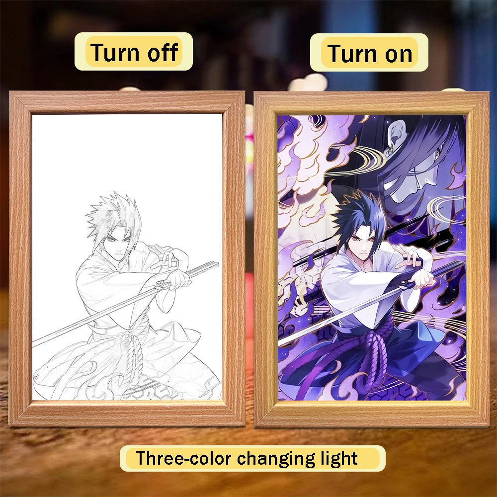 Anime "Naruto" Uchiha Sasuke home decoration painting Led night light bedroom decoration Christmas gift moon light