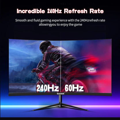 Gawfolk 32 Zoll Curved Gaming Monitor 240Hz, PC Bildschirm Full HD 1080P, Rahmenloses 1800R Computerbildschirm Mit FreeSync Und