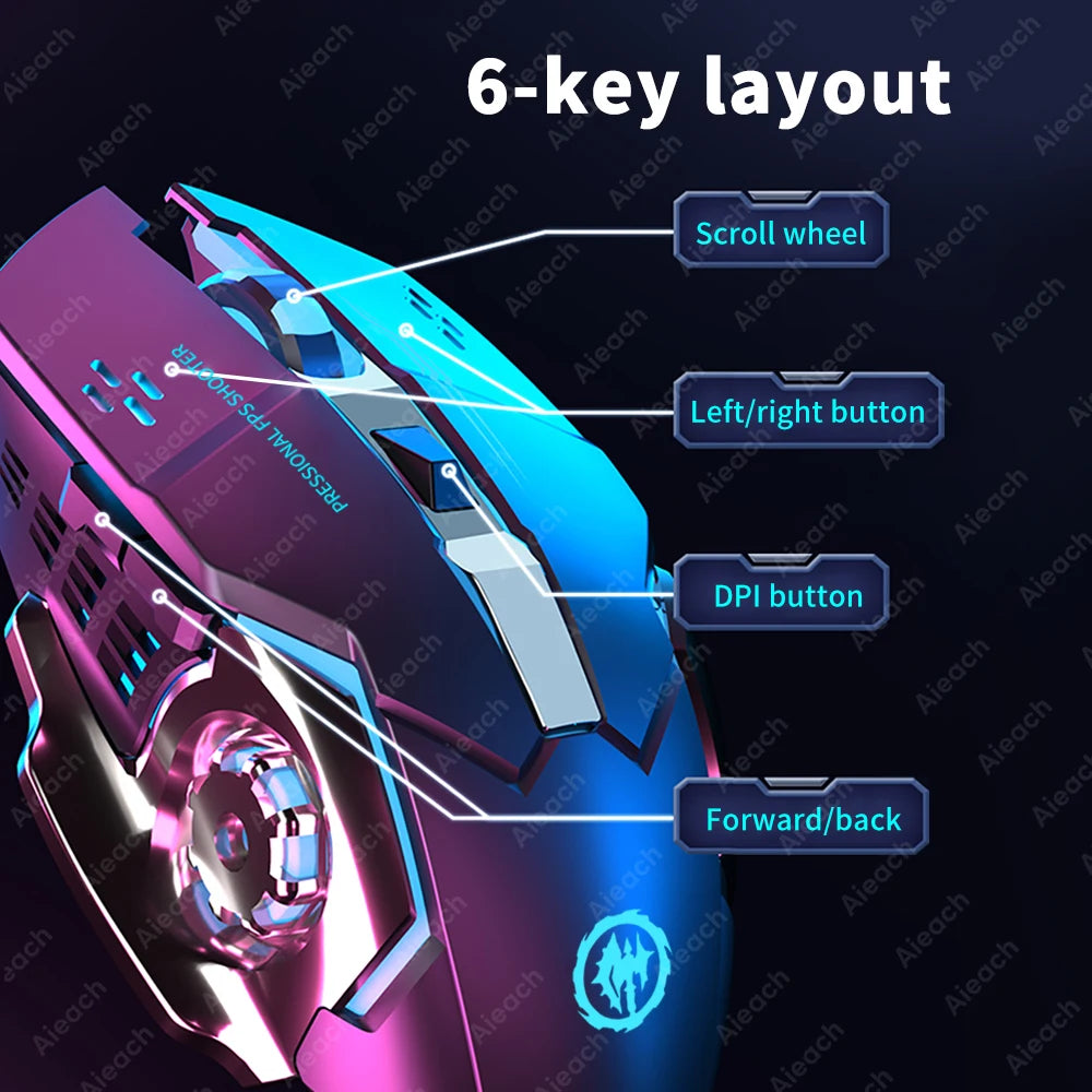 Kabellose Bluetooth Gaming Maus | 2.4G USB, Wiederaufladbar, RGB Beleuchtung