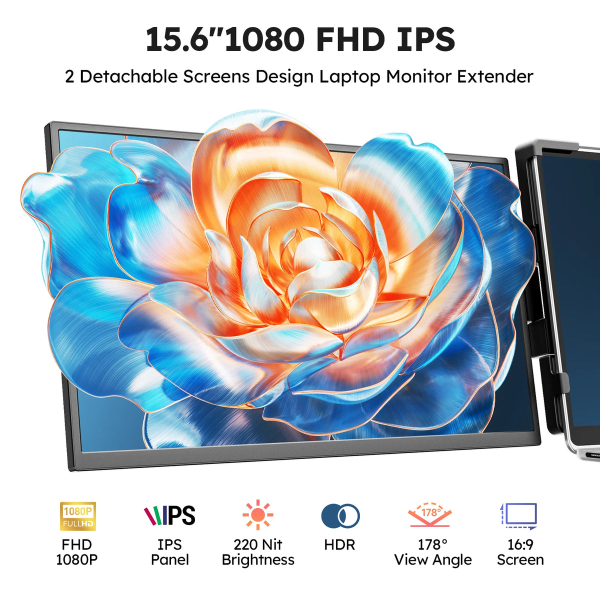 15.6inch Triple Screen Extender For Laptops 1080P FHD IPS Portable Dual External Monitors For Macbook Windows Extension 13-17