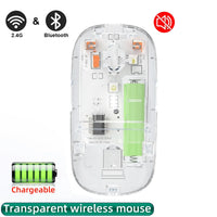 Dual-Mode Bluetooth Gaming Maus – Kabellos, 1600 DPI, Transparent Design
