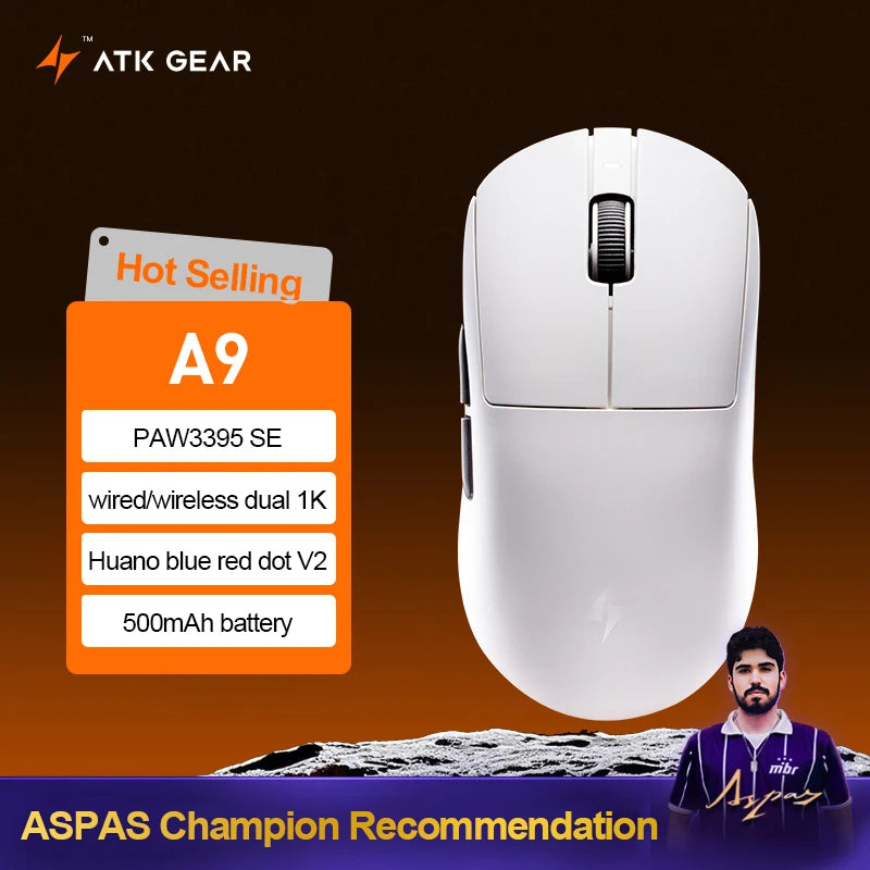 ATK Dragonfly A9 Ultra Wireless Gaming Mouse PAW3950 Ultra Lightweight Tri-mode Ergonomic E-sports Gamer FPS Mice A9 SE Plus