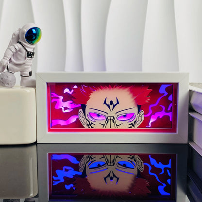 Handgefertigte 3D-Anime-Lichtbox aus Holz