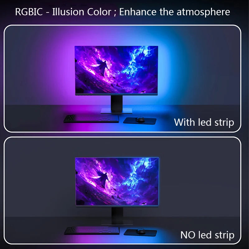RGBIC Smart Gaming Monitor Hintergrundbeleuchtung – Bildschirm Sync, Ambiente LED, DIY Farben