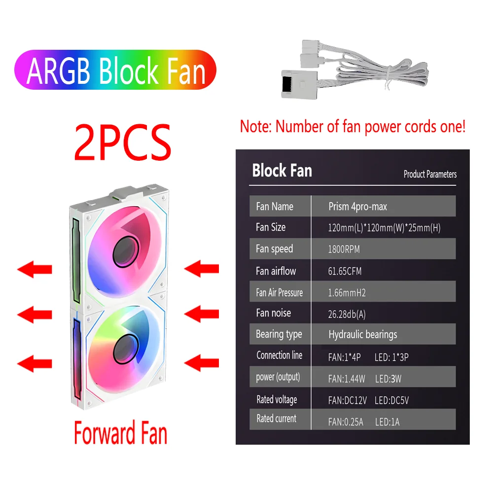 PC Gehäuselüfter 120mm ARGB Mirror | 4-Pin PWM, 58,36 CFM, Wasserkühlung
