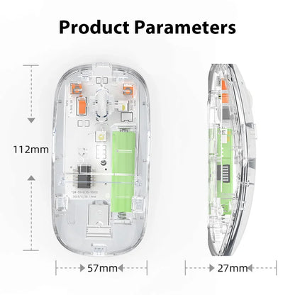 Dual-Mode Bluetooth Gaming Maus – Kabellos, 1600 DPI, Transparent Design