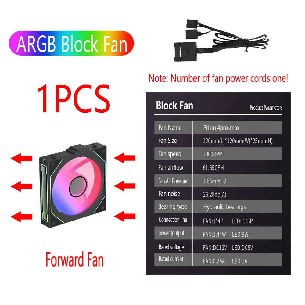 PC Gehäuselüfter 120mm ARGB Mirror | 4-Pin PWM, 58,36 CFM, Wasserkühlung