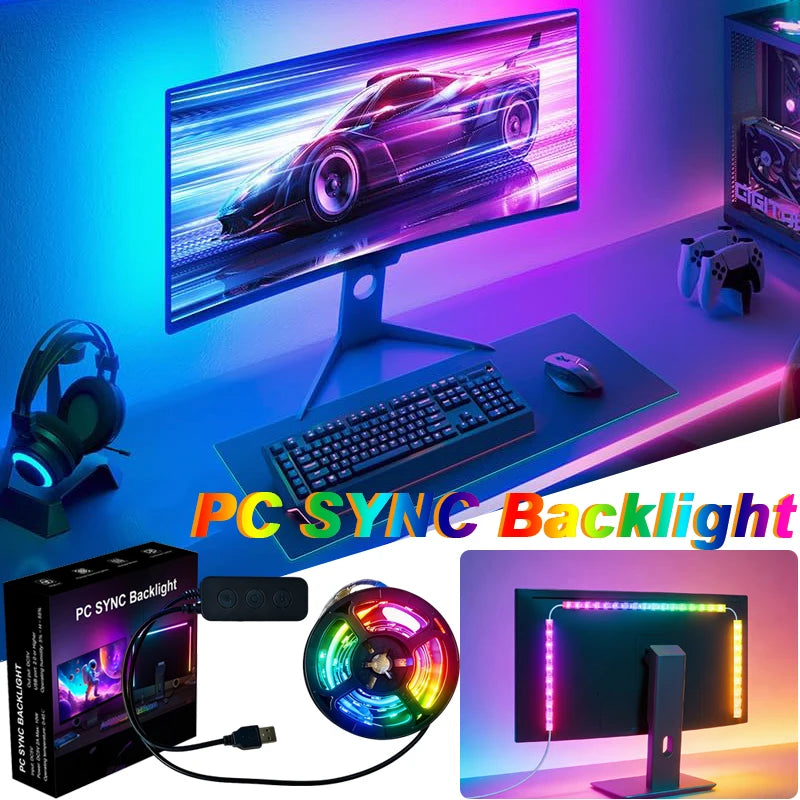 RGBIC Smart Gaming Monitor Hintergrundbeleuchtung – Bildschirm Sync, Ambiente LED, DIY Farben
