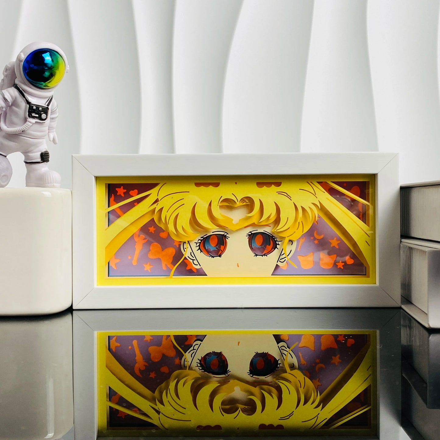 Handgefertigte 3D-Anime-Lichtbox aus Holz