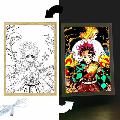 Premium Anime 3D-Lichtbild aus Echtholz