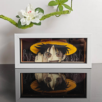 Handgefertigte 3D-Anime-Lichtbox aus Holz