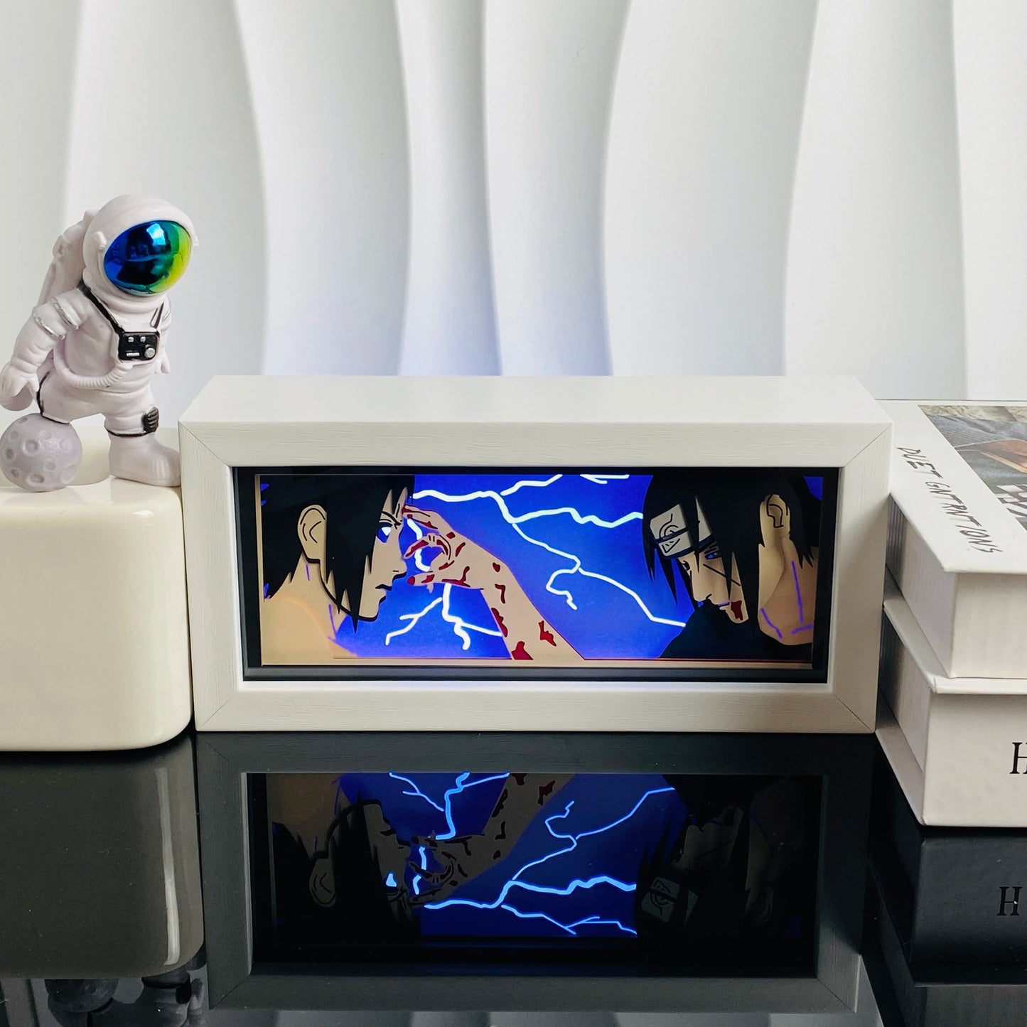 Handgefertigte 3D-Anime-Lichtbox aus Holz