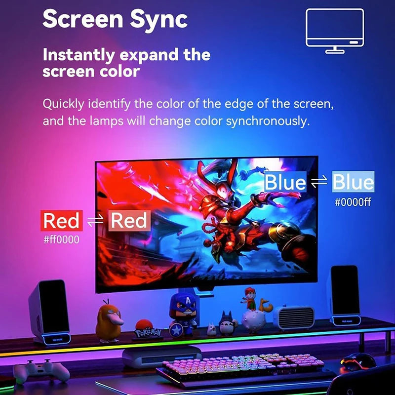 RGBIC Smart Gaming Monitor Hintergrundbeleuchtung – Bildschirm Sync, Ambiente LED, DIY Farben