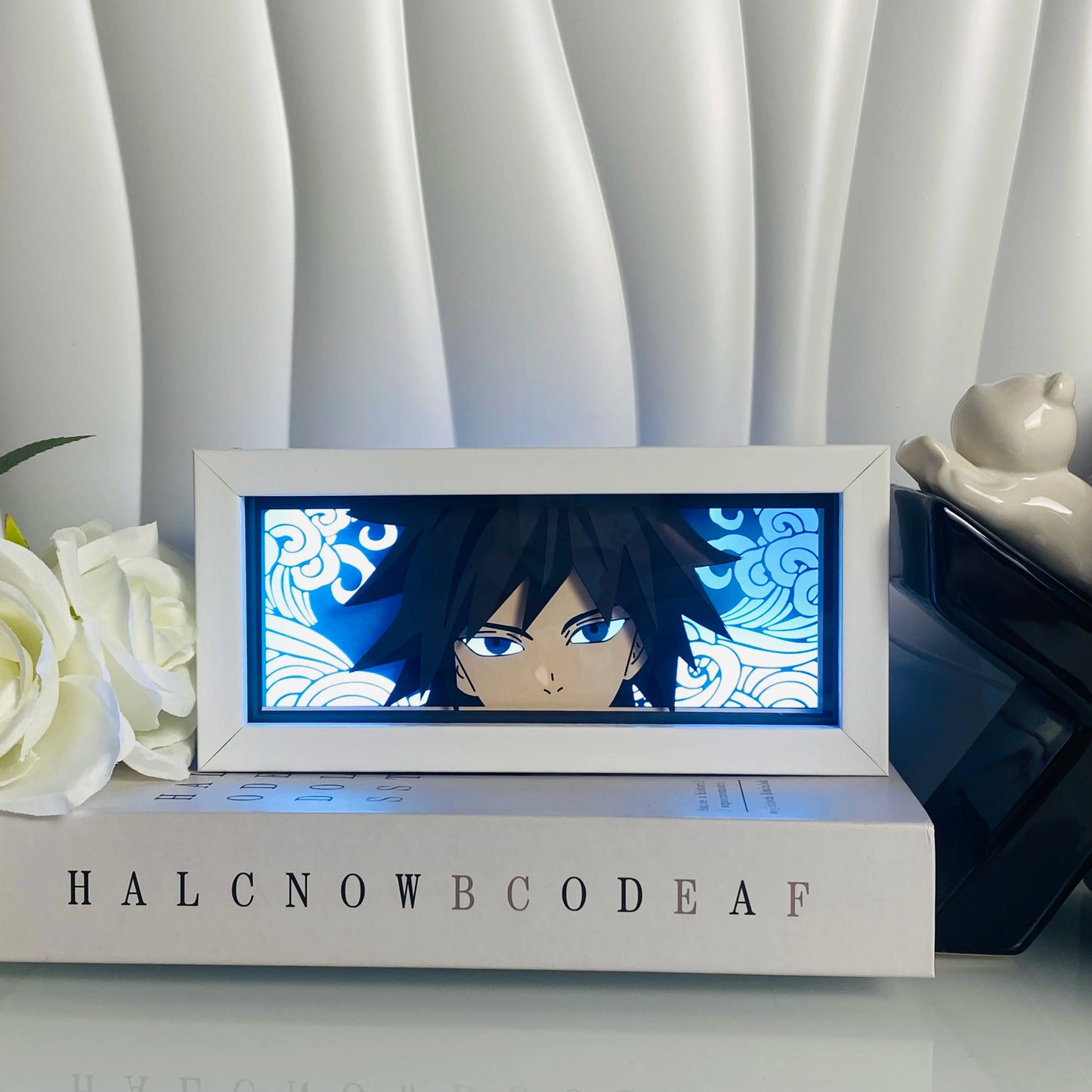 Handgefertigte 3D-Anime-Lichtbox aus Holz