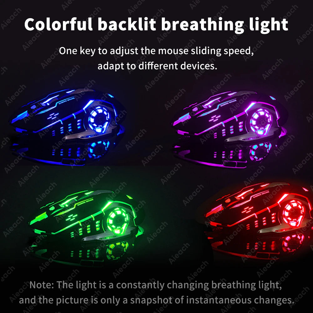 Kabellose Bluetooth Gaming Maus | 2.4G USB, Wiederaufladbar, RGB Beleuchtung