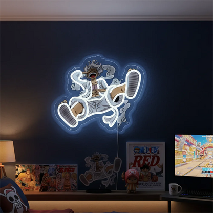Premium Luffy Neon LED Wandkunst