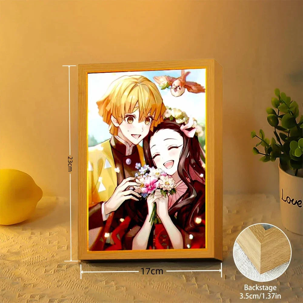 Premium Anime 3D-Lichtbild aus Echtholz