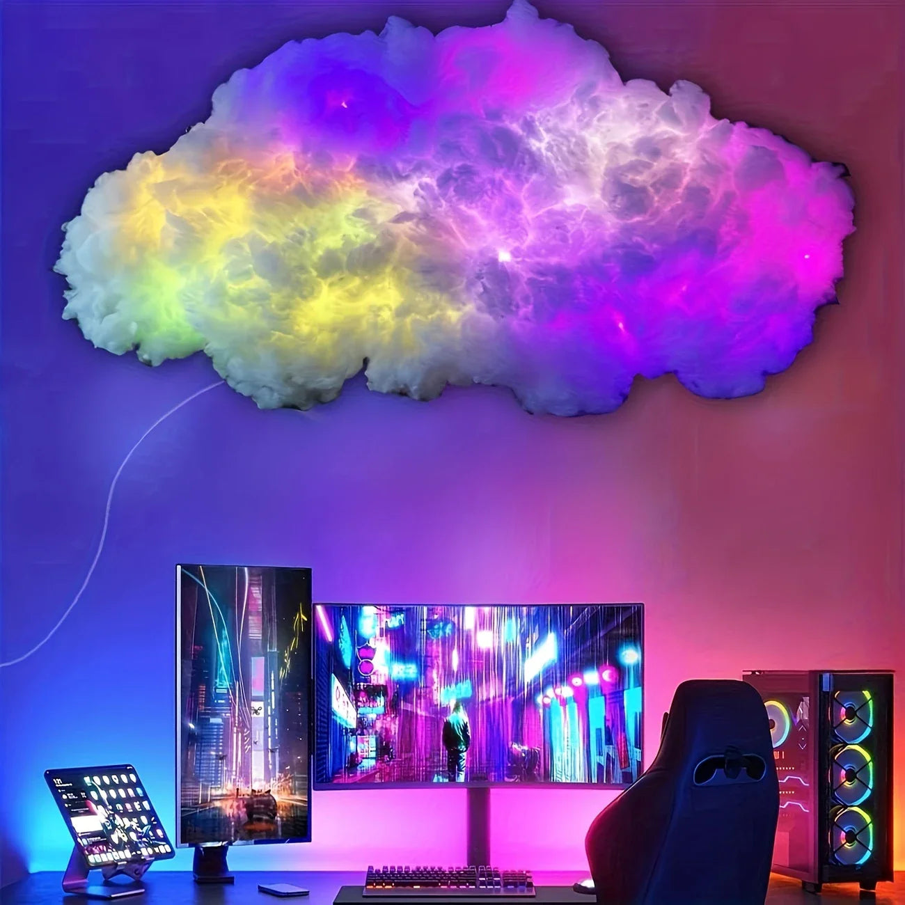 3D Gewitterwolke LED Nachtlicht | USB, RGB Strip, Gaming Zimmer Dekoration