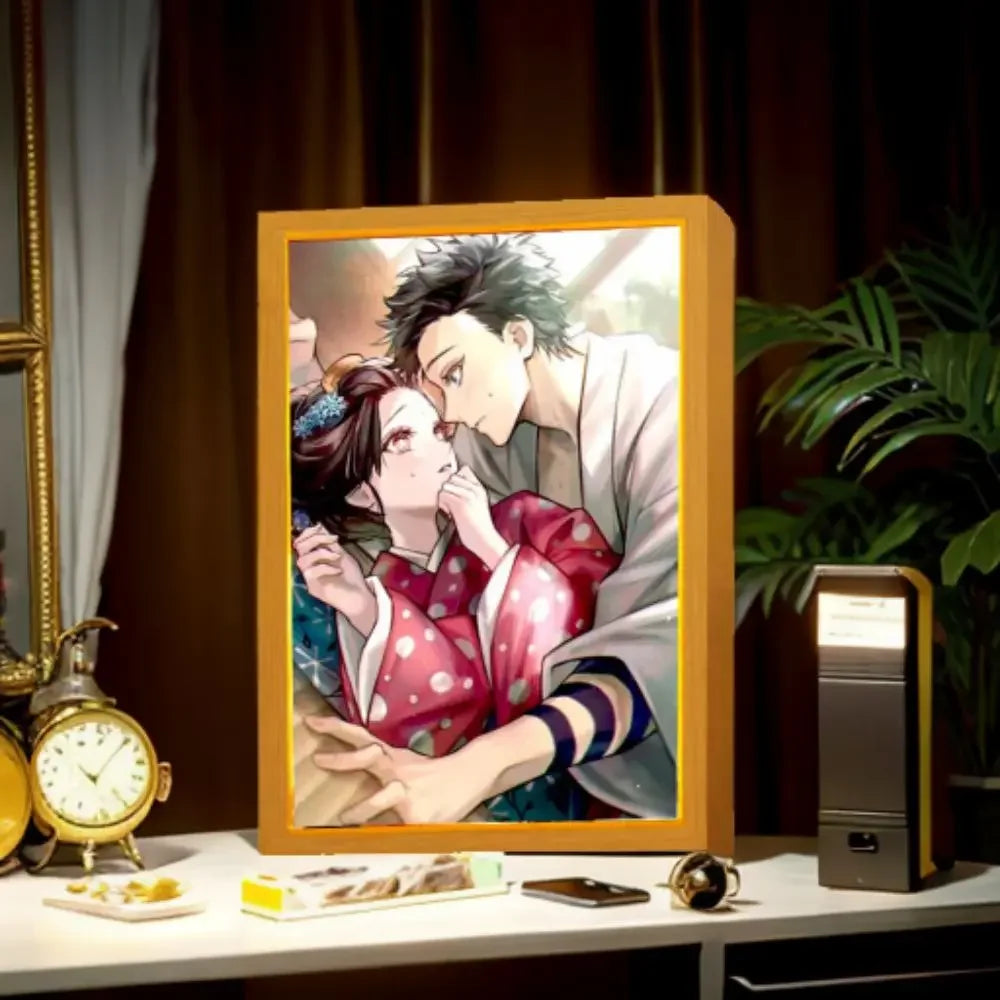 Premium Anime 3D-Lichtbild aus Echtholz