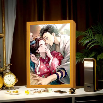 Premium Anime 3D-Lichtbild aus Echtholz