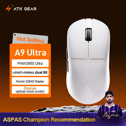 ATK Dragonfly A9 Ultra Wireless Gaming Mouse PAW3950 Ultra Lightweight Tri-mode Ergonomic E-sports Gamer FPS Mice A9 SE Plus