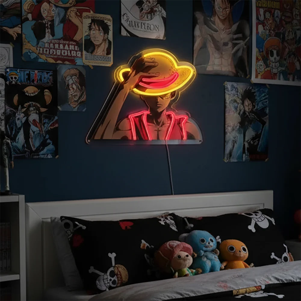 Luffy Silhouette Premium Neon Wandkunst