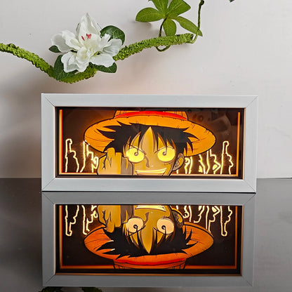 Handgefertigte 3D-Anime-Lichtbox aus Holz