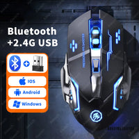 Kabellose Bluetooth Gaming Maus | 2.4G USB, Wiederaufladbar, RGB Beleuchtung
