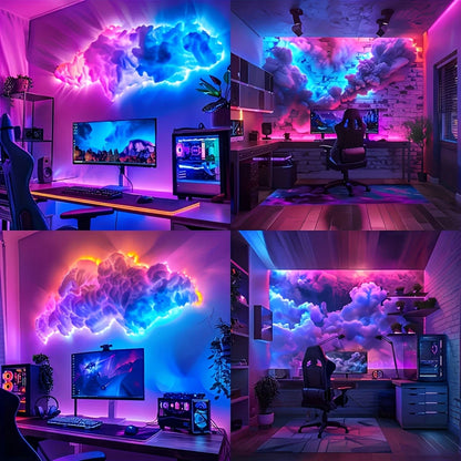 3D Gewitterwolke LED Nachtlicht | USB, RGB Strip, Gaming Zimmer Dekoration