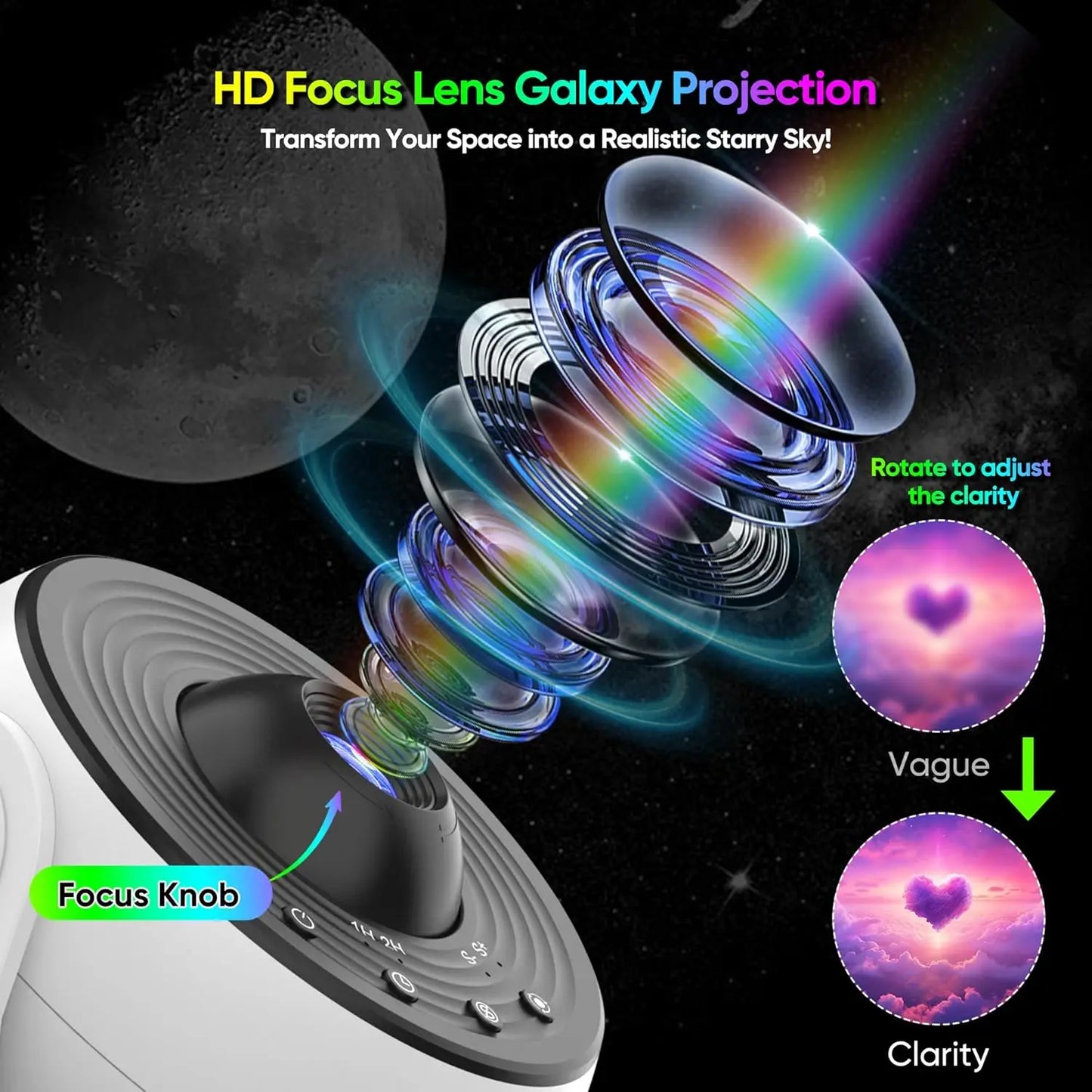 PRO Upgrade 360° Rotatable Starry Sky Galaxy Projector,13 in 1 Star Night Light with Fog and Milky Way Effects for Bedroom Gifts