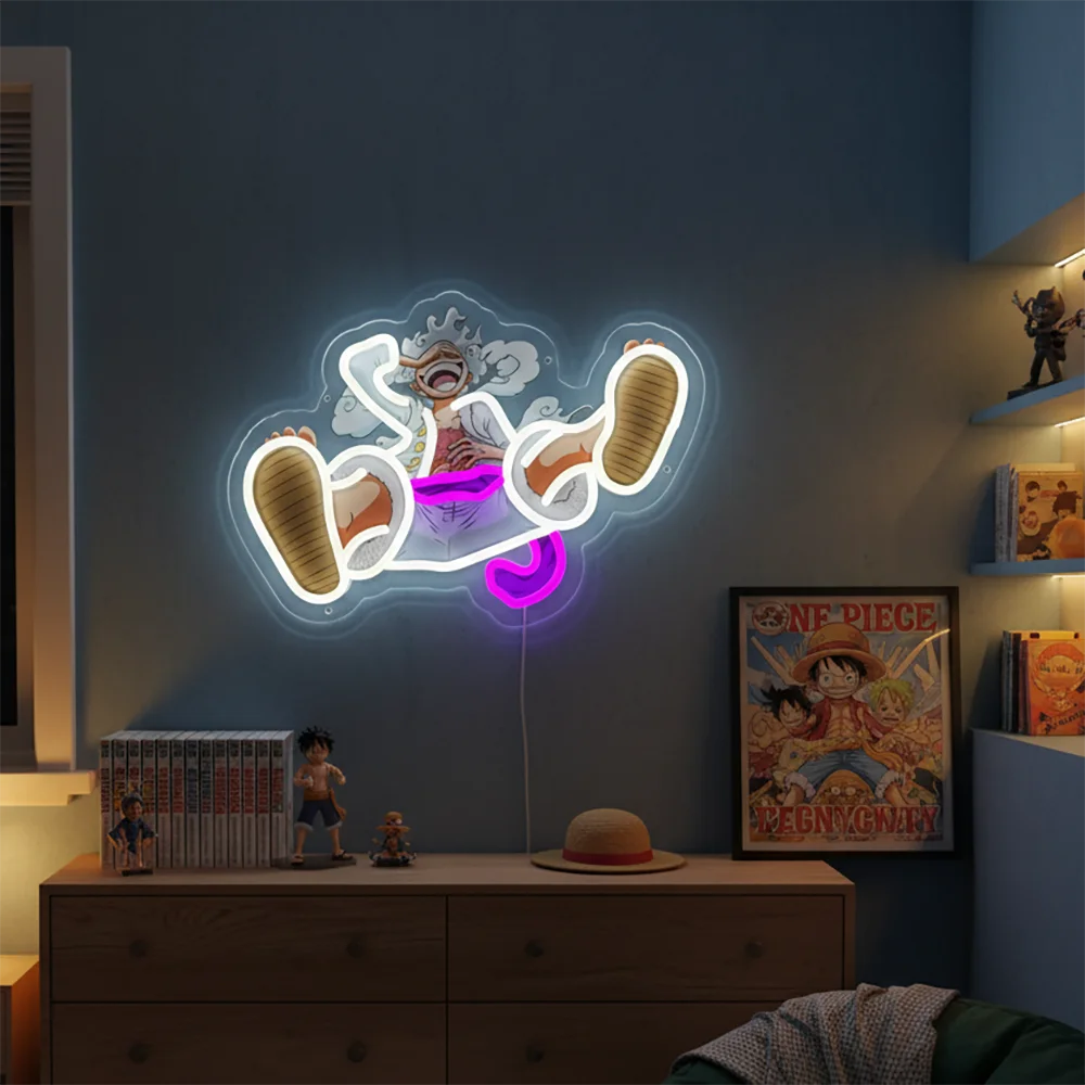 Premium Luffy Neon LED Wandkunst
