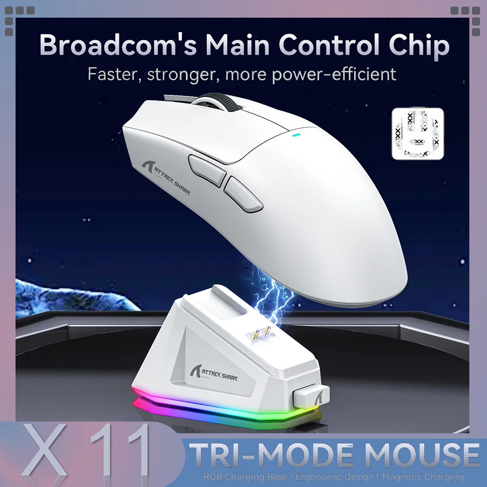 Kabellose Dual-Mode Gaming Maus – Transparent, 1600 DPI, Bluetooth & 2.4G