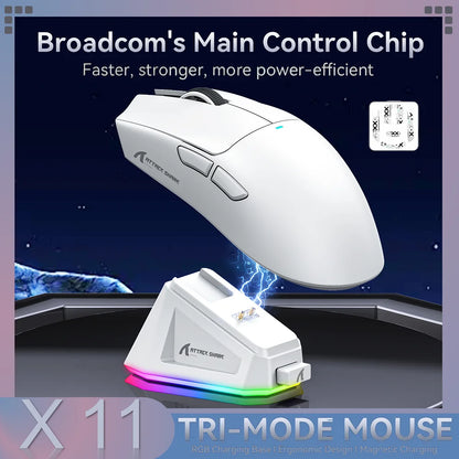 Kabellose Dual-Mode Gaming Maus – Transparent, 1600 DPI, Bluetooth & 2.4G